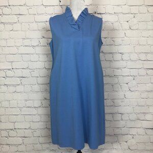 NWT Jude Connally Helena Dress Size S Blue Ruffle Sleeveless Pockets